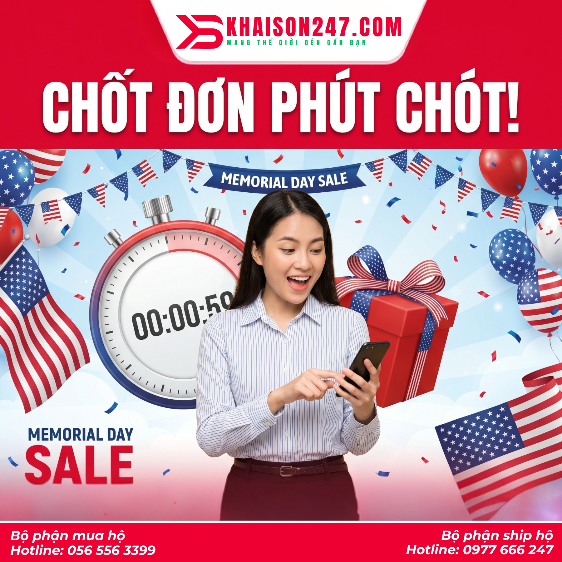 Mức giảm giá các ngành hàng khi mua hộ hàng Mỹ Memorial Day